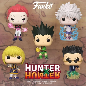 Figura colecionável em vinil da linha Funko Pop!, representando o personagem fictício Gon Freecss, da série Hunter × Hunter. O objeto apresenta estilização padronizada, com cabeça de grandes proporções em relação ao corpo, feições faciais simplificadas e ausência de detalhamento expressivo, características típicas desse tipo de produção seriada contemporânea.